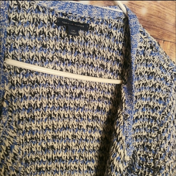 SOLD Tommy Hilfiger Blue Tweed & Fringe Cardigan - Picture 3 of 5